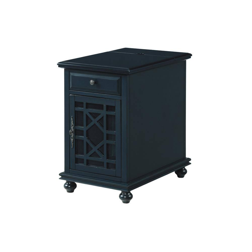 Martin Svensson Home Elegant Chairside Table with Power Catalina Blue