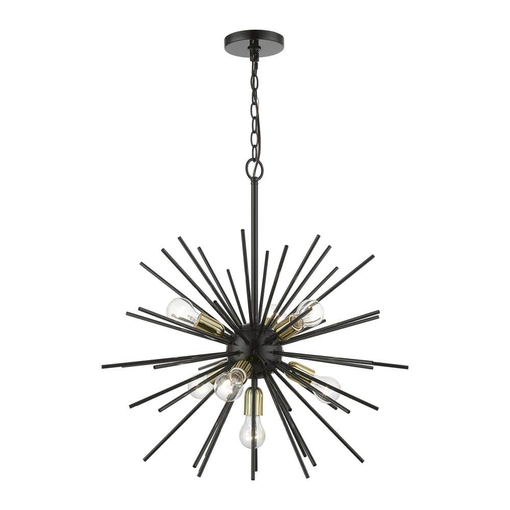 Livex Lighting Tribeca 7 - Light Pendant in  Shiny Black/Polished Brass
