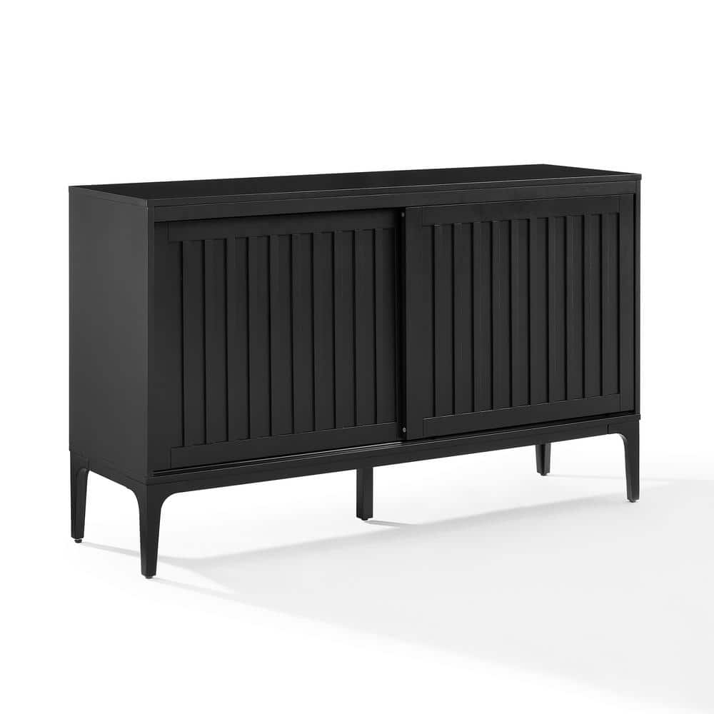 Crosley Furniture Asher Modern Particle Board Wood Sideboard in Matte Black