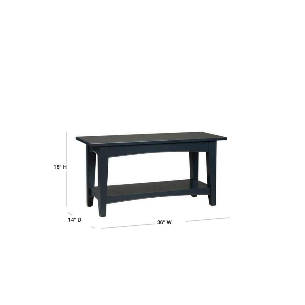 Alaterre Furniture Shaker Cottage Bench with Shelf, 36" W, Charcoal Gray
