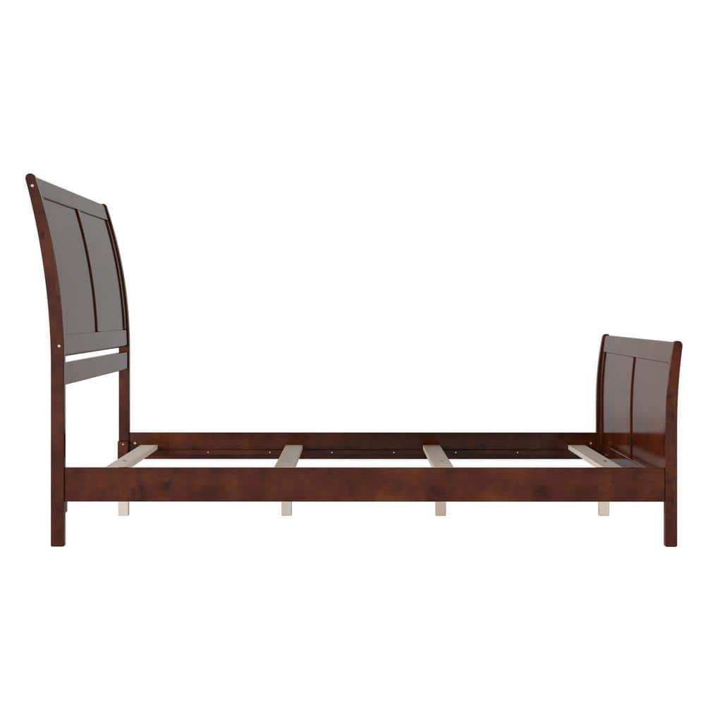 Portland Queen Wood Foundation Bed with Matching Footboard in Walnut