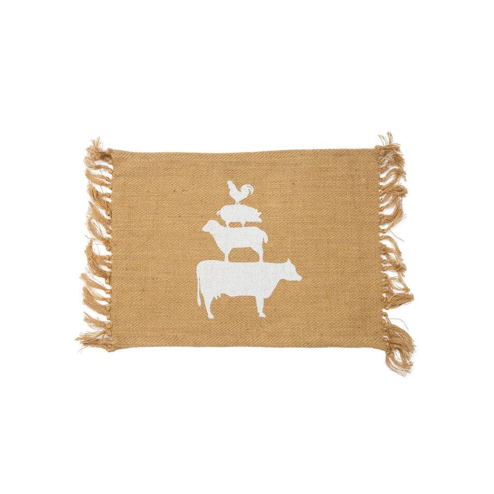 Lintex Linens Farm Animals 100% Jute Placemat 12"x18" (Set of 4) - 12'x18'