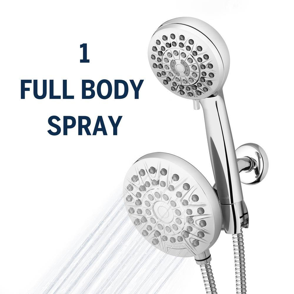 Chrome Dual Shower Head System with Handheld and Rain Settings