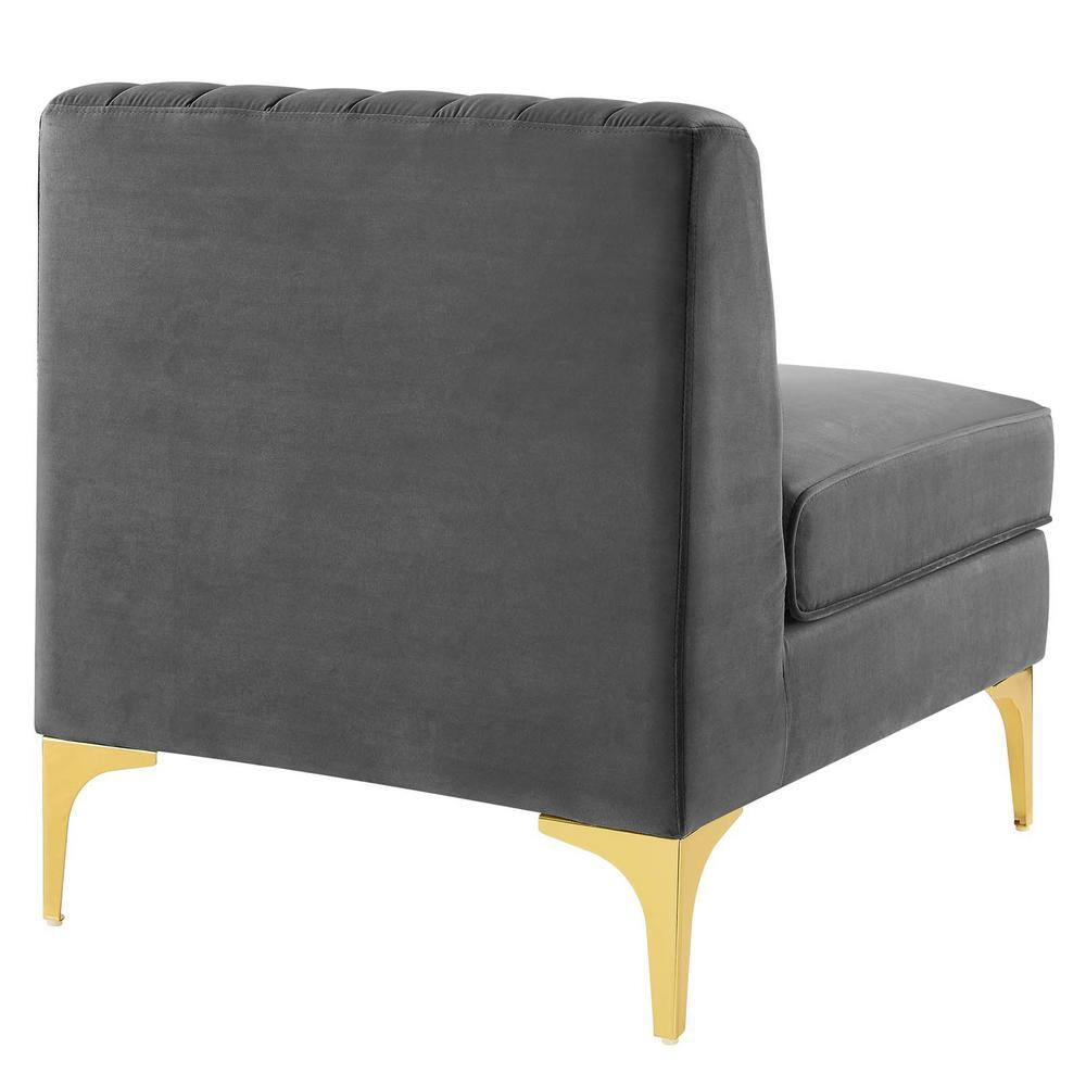 Modway Triumph Channel Tufted Performance Velvet Armless Chair in Gray