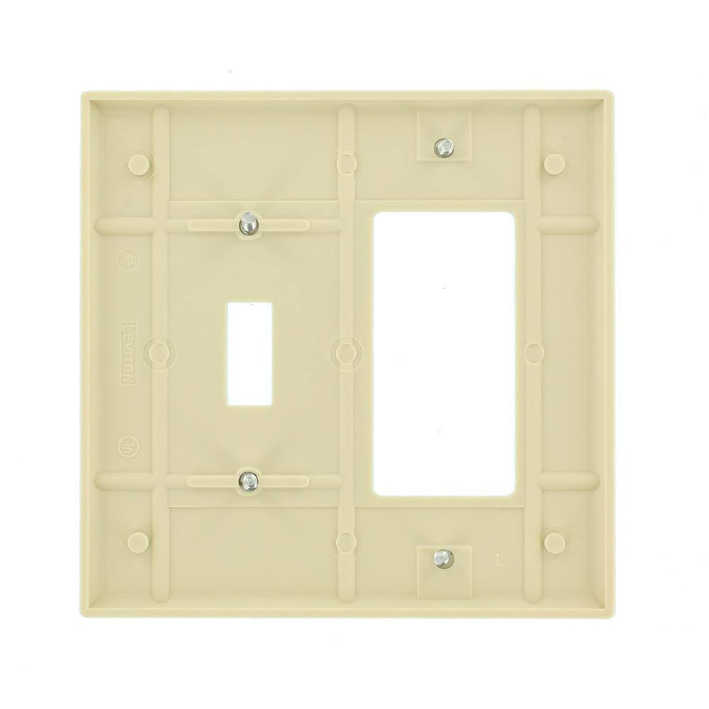 Leviton 80605-I Ivory Midway Two Gang Combination Toggle Switch Decora Wall Plate