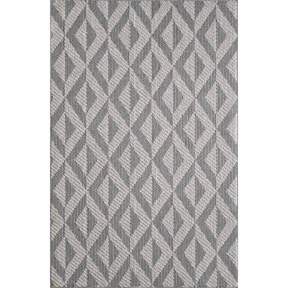 Modern Terrace 94"x121" Gray Synthetic Easy-Care Area Rug