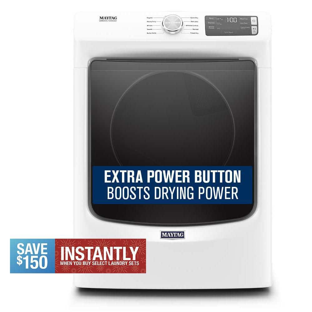 Maytag MED5630HW 7.3 Cu. Ft. White Front Load Electric Dryer with Extra Power and Quick Dry Cycle