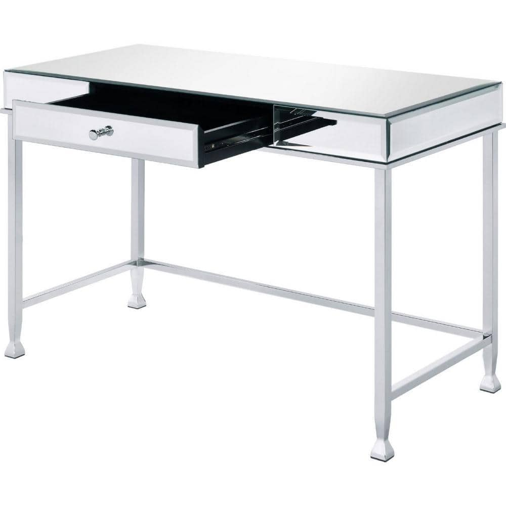 Sleek White Rectangular Work Desk with Adjustable Hutch and Storage Drawer