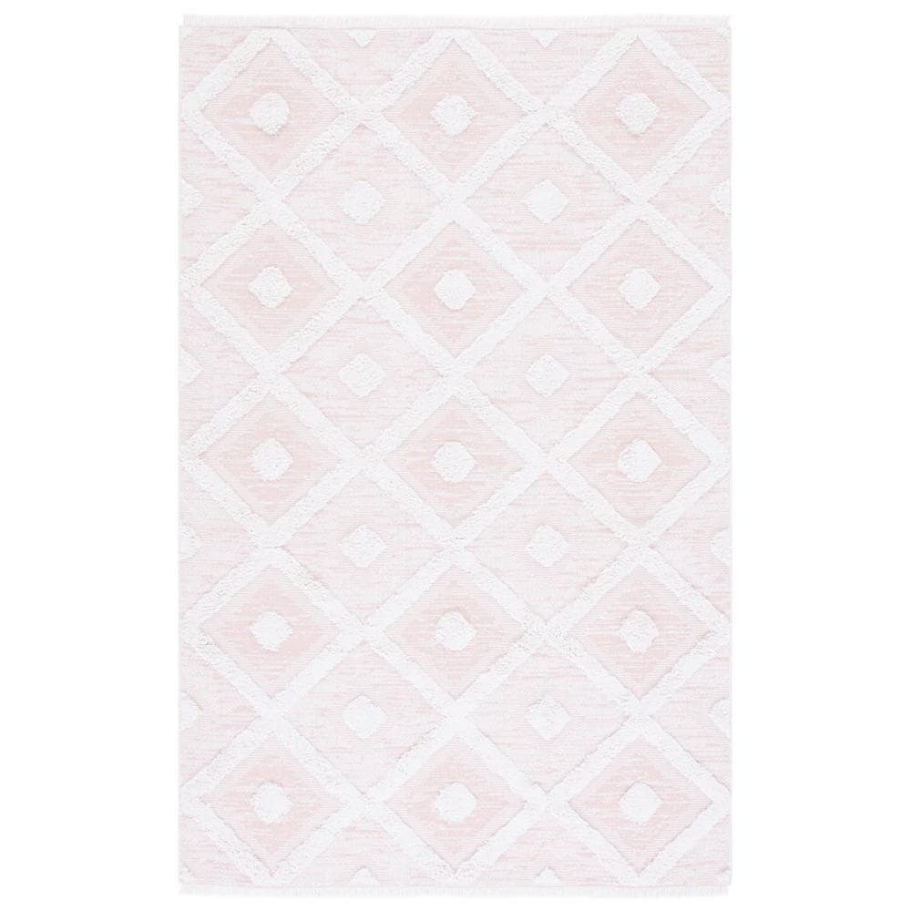 Augustine Pink/Ivory 9 ft. x 12 ft. Multi-Diamond Striped Area Rug
