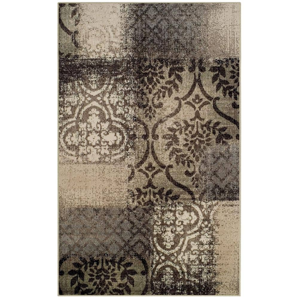 Bristol Abstract Damask Indoor Area Rug by Blue Nile Nills - 8' x 10', Beige-Brown