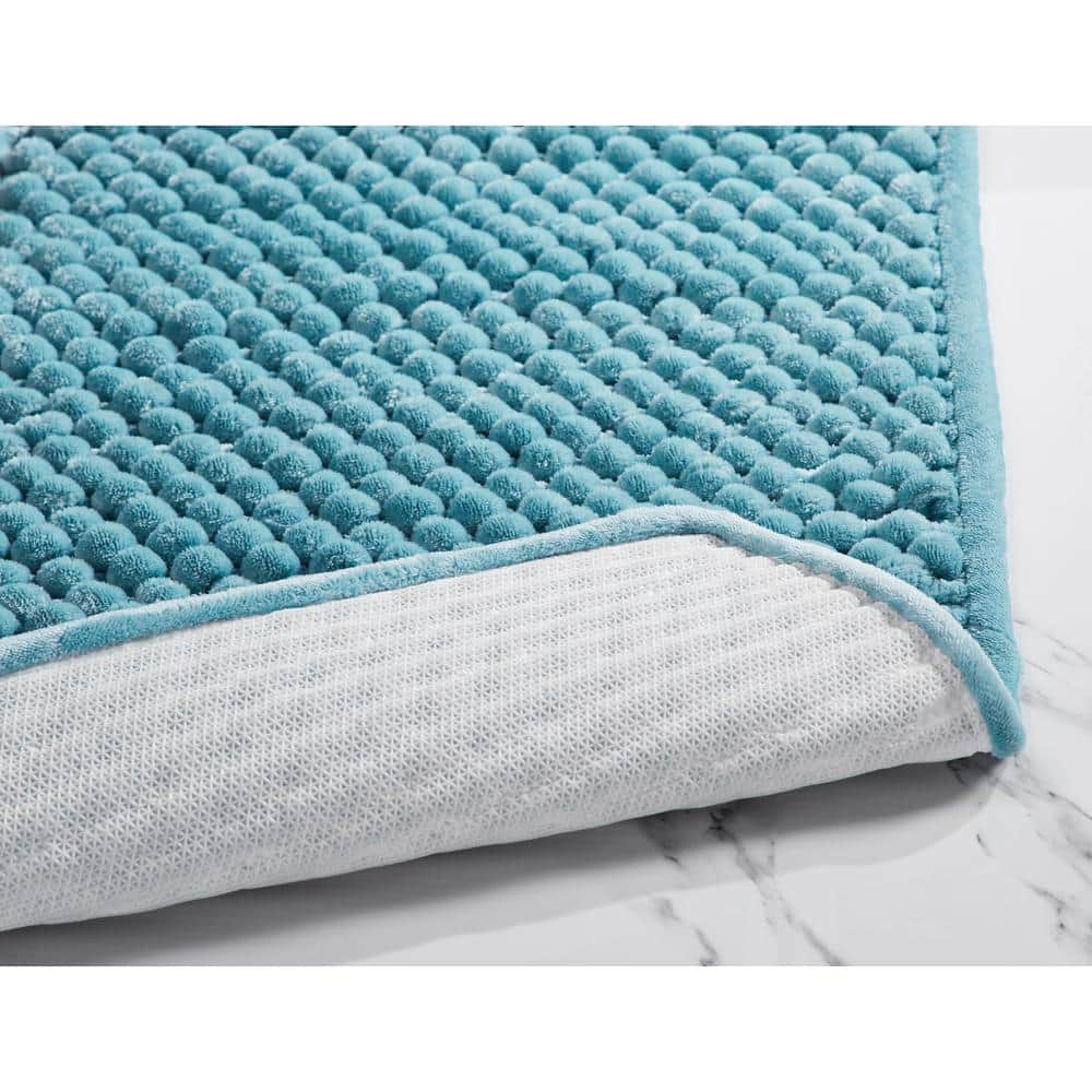 Better Trends Alma Poly-Cotton 18" x 54" Rectangle Bathroom Rug- Aqua