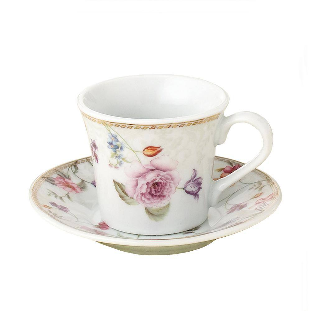 Lorren Home Trends 80-2020 Cups and Saucers, One Size, Purple