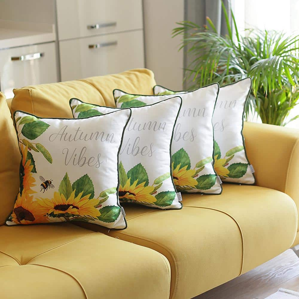 Autumn Vibes Sunflower Polyester Throw Pillow Covers Set