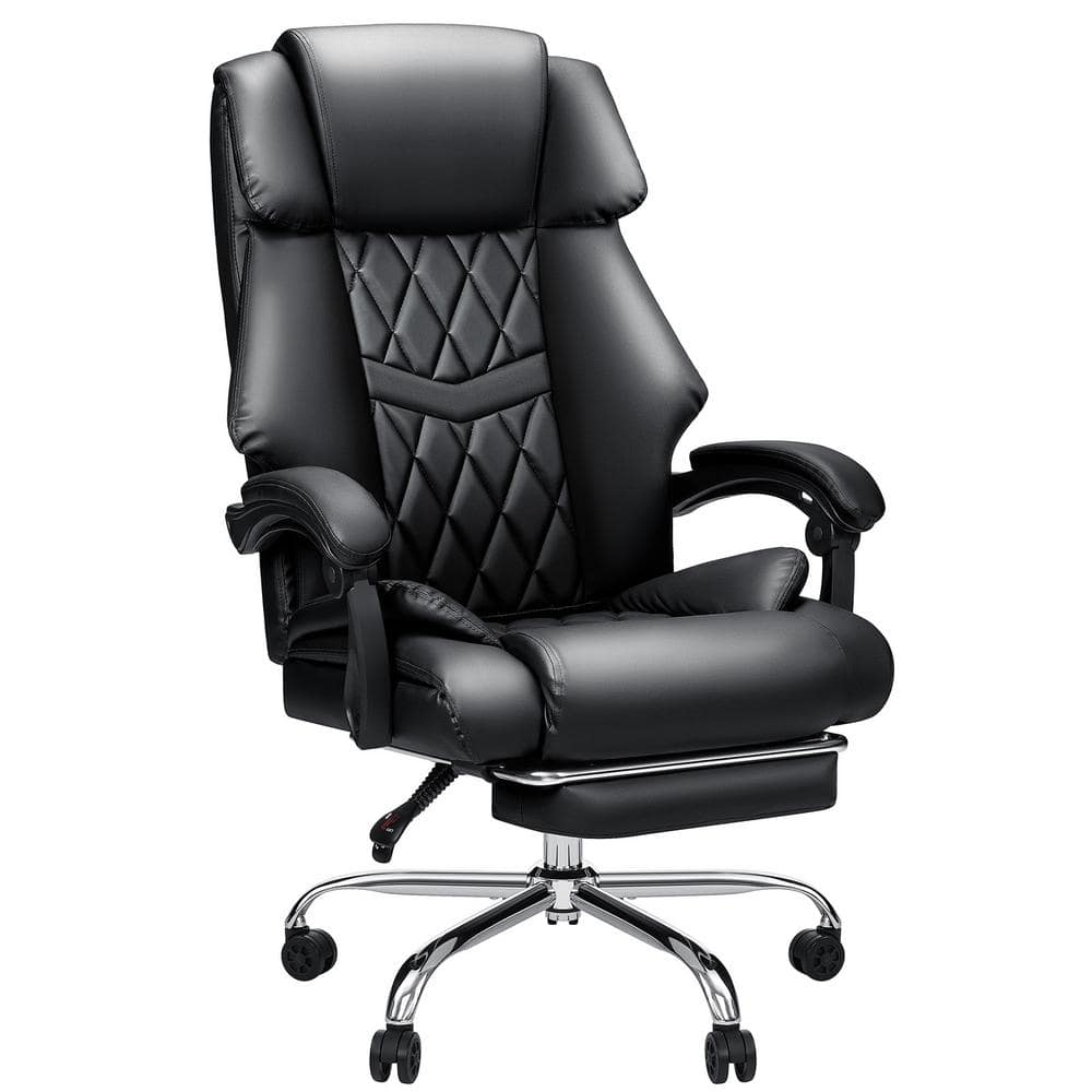 Hoffree Executive Office Chair Big and Tall Office Chair with Footrest Reclining Leather Chair High Back Ergonomic Computer Desk Chair with Lumbar Back Support for Home Office 500lbs, Black