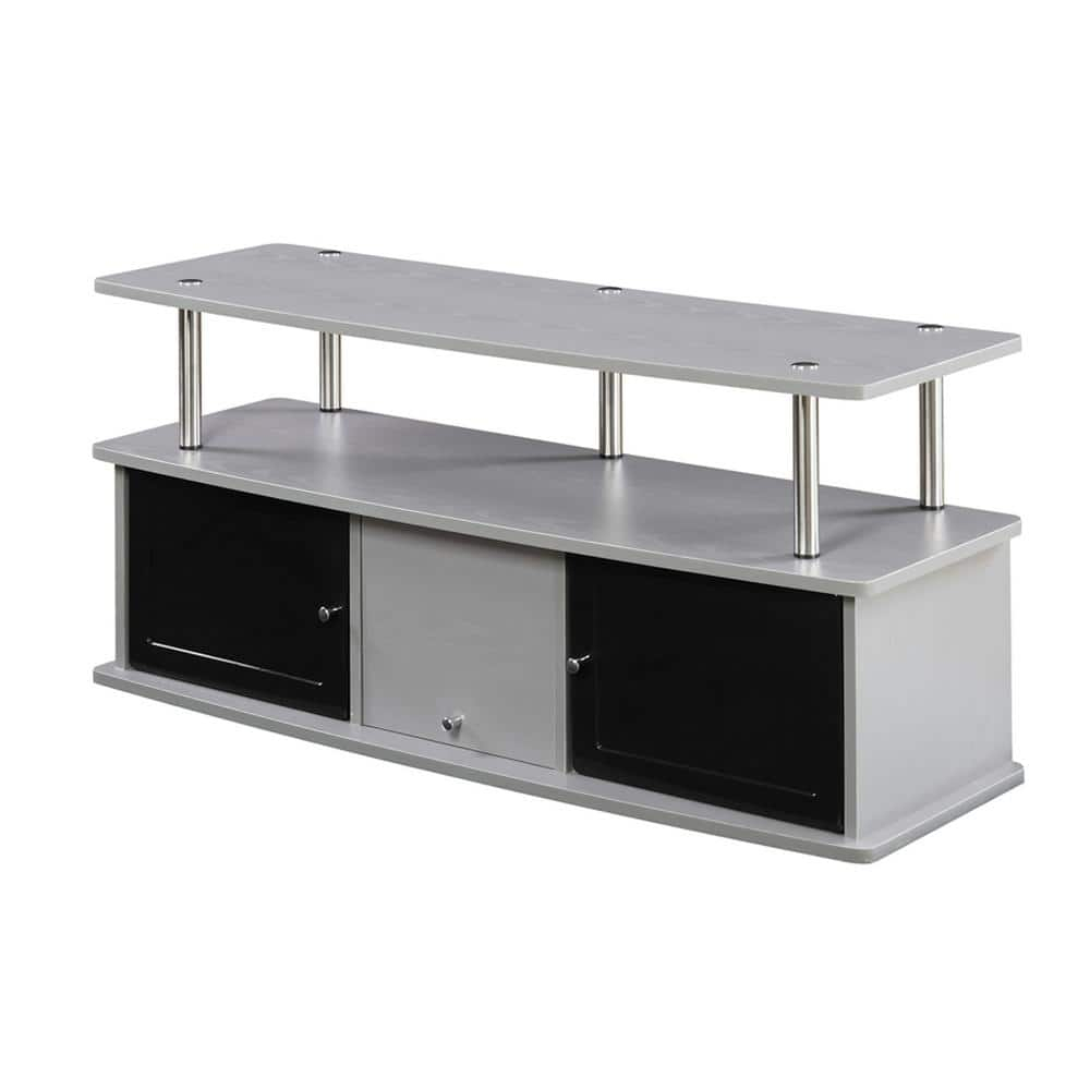 Designs2Go TV Stand with 3 Storage Cabinets and Shelf for TVs up to 55 inches, Gray