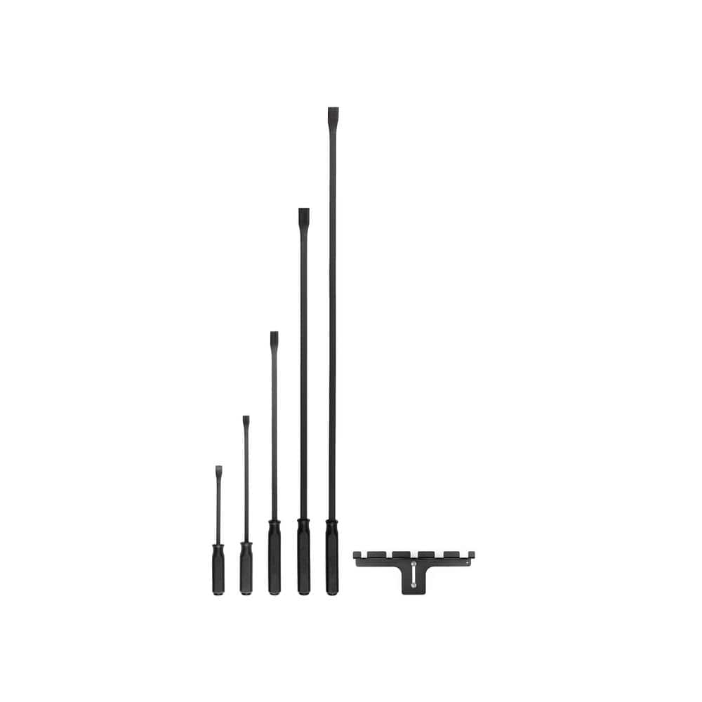 Tekton 5-Piece Black Steel Pry Bar Set with Wall Hanger