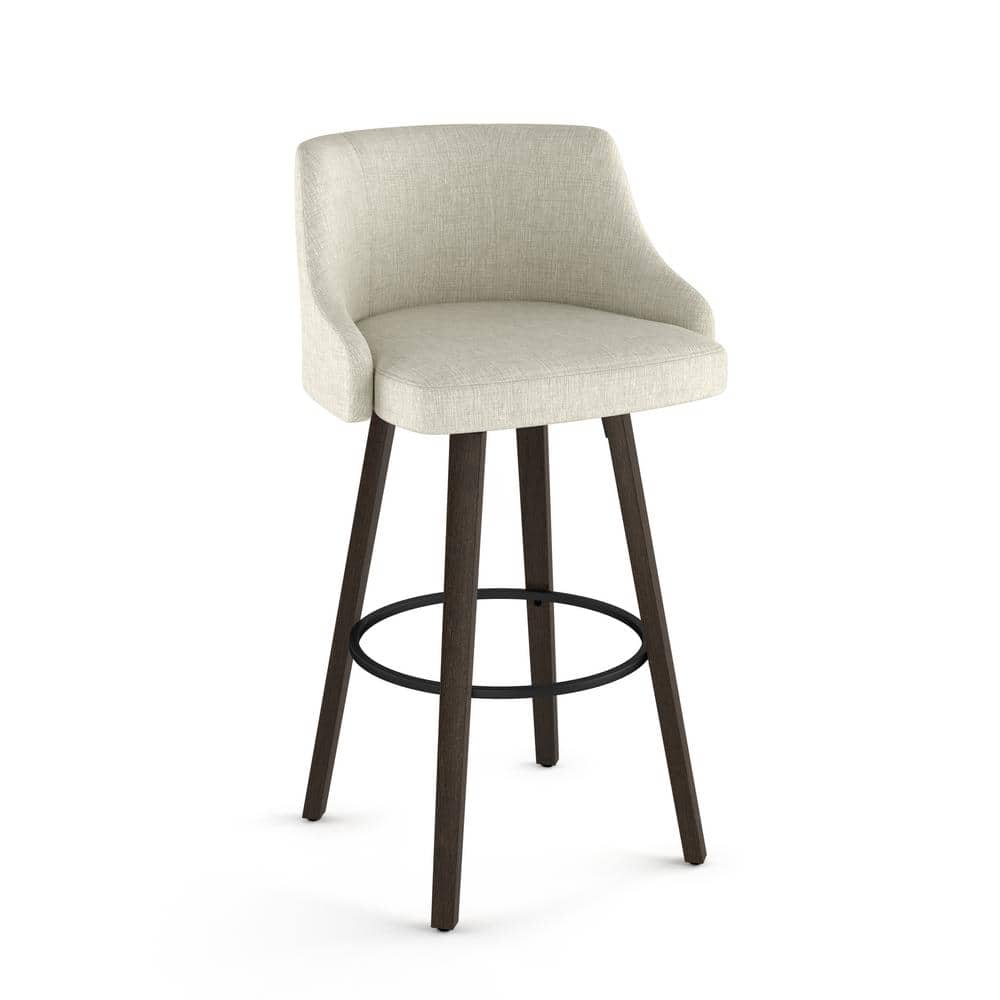 Ramon Elegant Swivel Bar Stool 30" Dark Brown and Beige