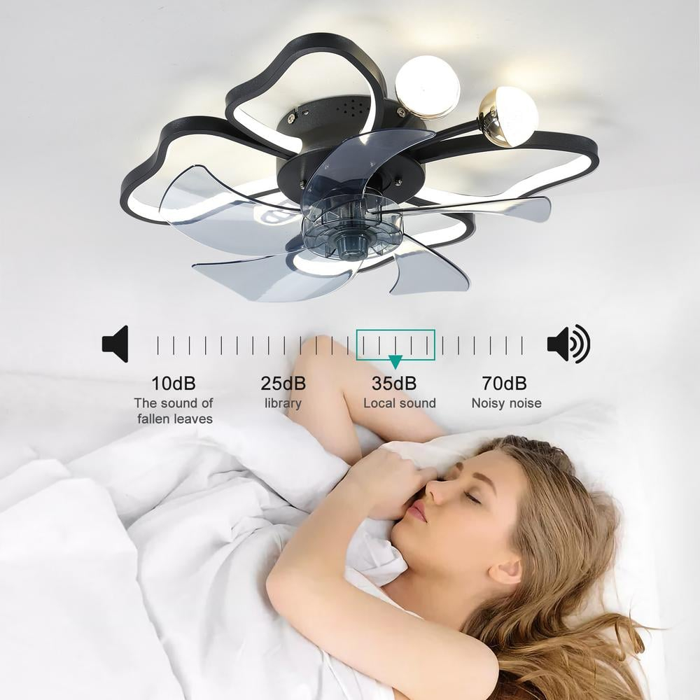 Canddidliike Ceiling Fan with Lights Remote Control, Butterfly Shape Flush Mount Bladeless Ceiling Fan for Kitchen Bedroom Living Room, Black