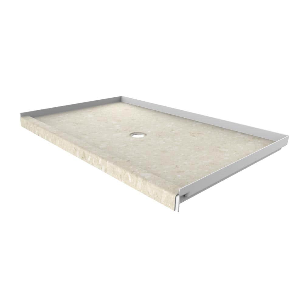 FlexStone 60"L x 36"W Single Threshold Alcove Shower Base with Center Drain
