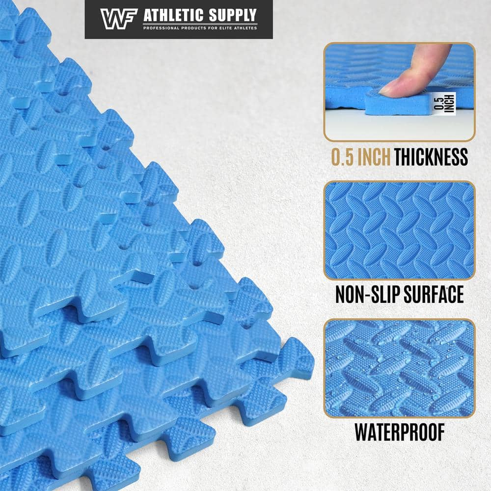 Blue 24 in. W x 24 in. L x 0.5 in. T EVA Foam Diamond Pattern Gym Flooring Mat (6 Tiles/Pack) (24 sq. ft.)