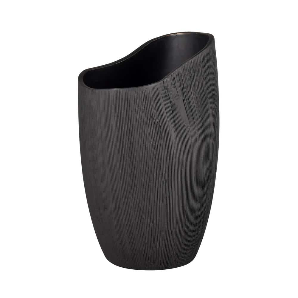 Elk Home Scribing Contemporary Vase in Black Finish