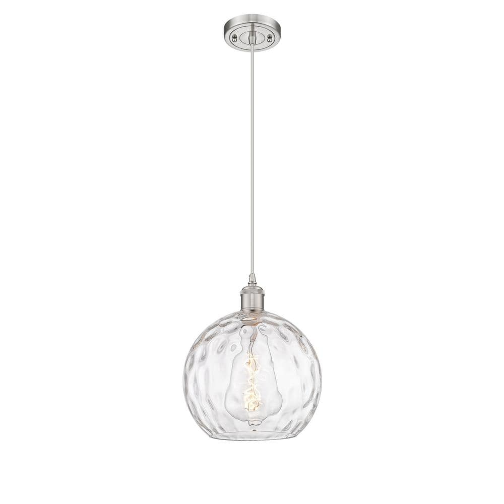 Innovations Lighting Athens Water Glass 1 - Light Pendant in  Brushed Satin Nickel