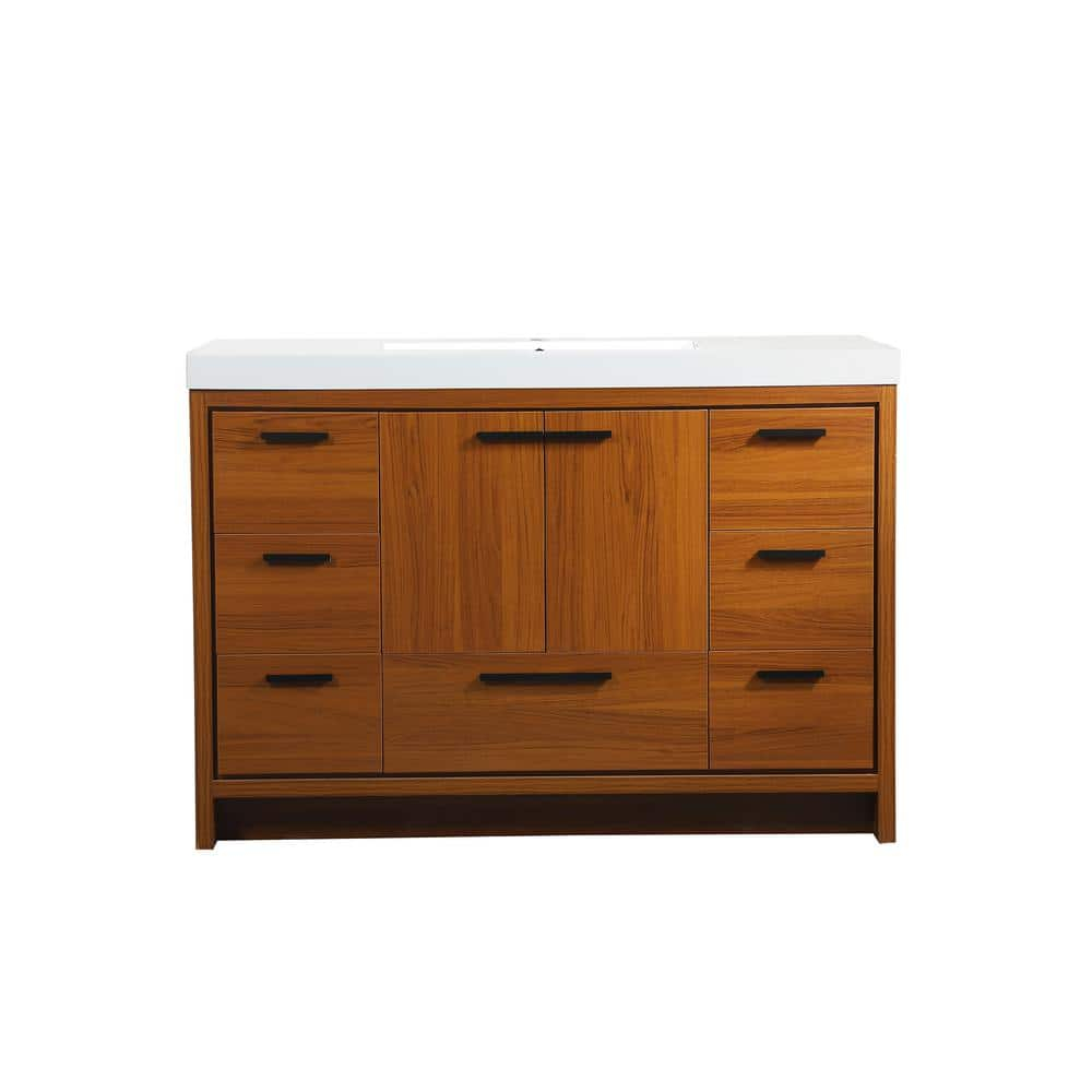 Elegant Decor Wyatt 48" Aluminum Alloy and MDF Single Bathroom Vanity in Teak