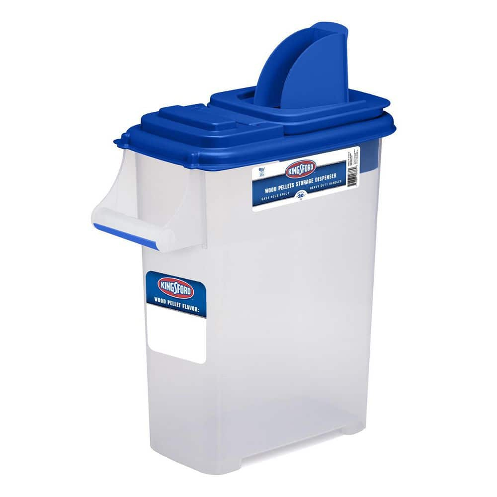 Clear and Blue Heavy-Duty Wood Pellet Storage Dispenser