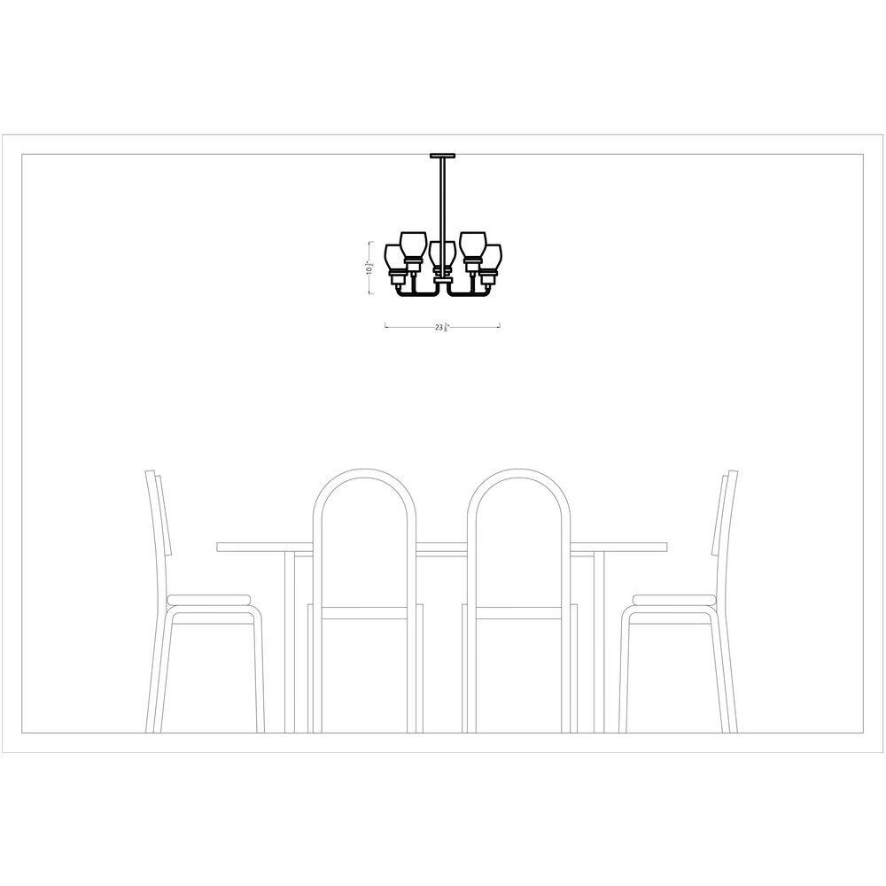 Midnight Black 5-Light Chandelier with Clear Seeded Glass