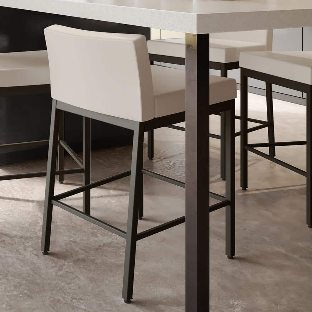Amisco Fairfield Plus 30 In. Bar Stool - Cream Faux Leather / Dark Brown Metal