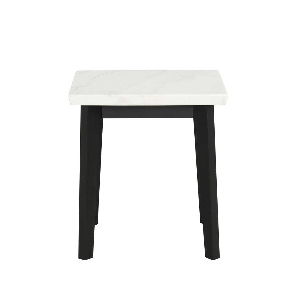 Furniture of America Dorth Marble Top Square Coffee Table, White and Black