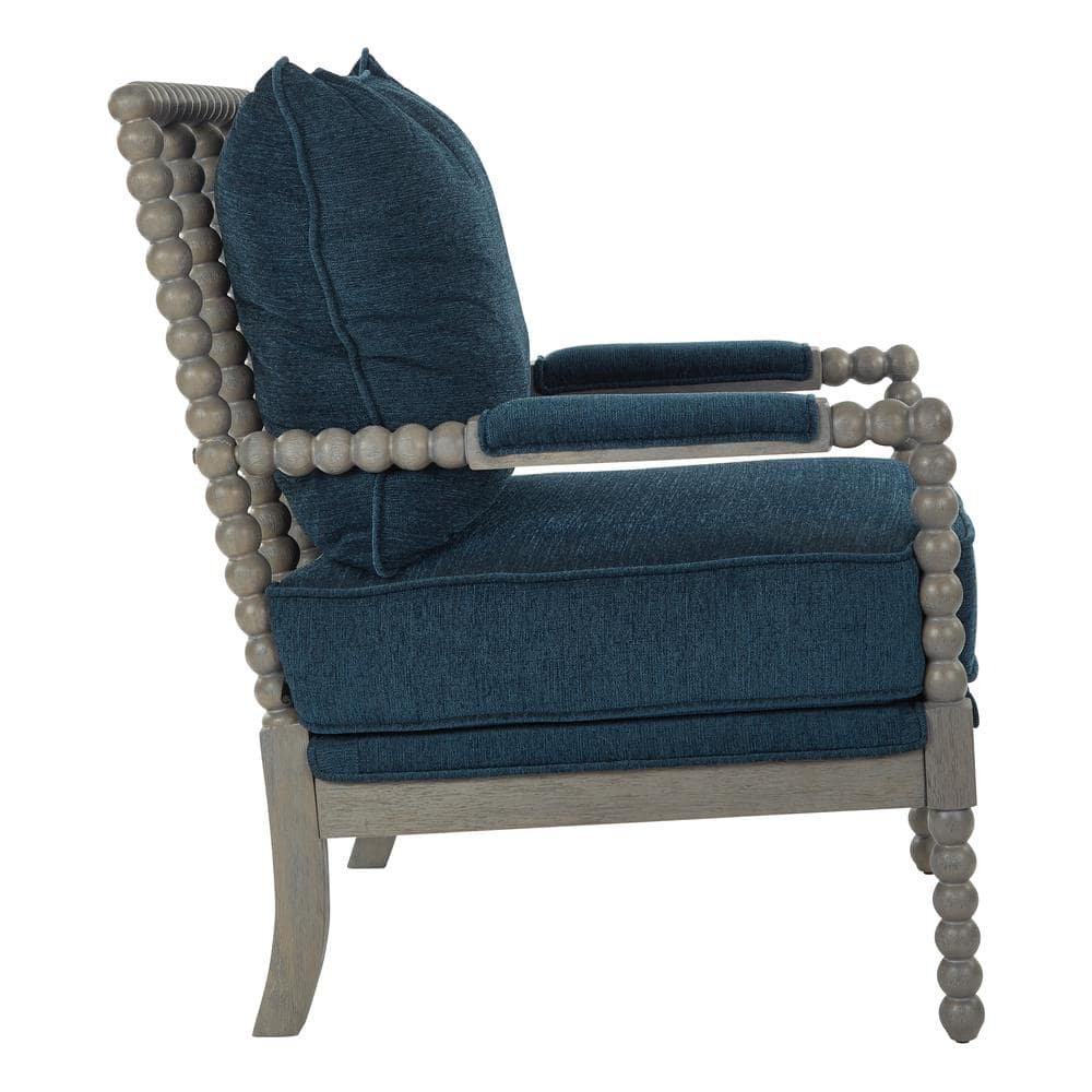 OSP Home Furnishings Abbott Chair in Azure Fabric with Brushed Grey Base K/D
