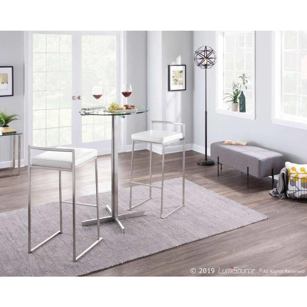 Fuji White Stackable Bar Stool (Set of 2)