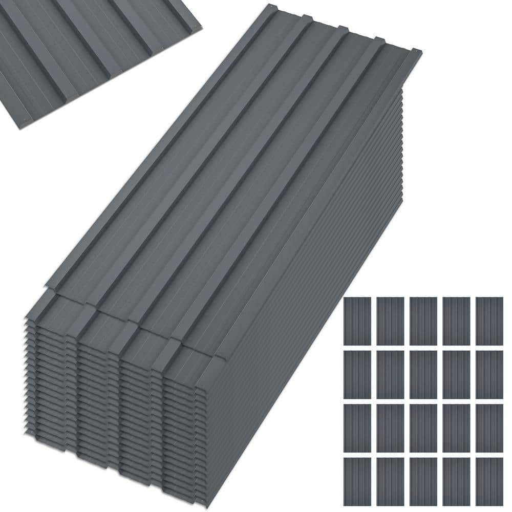 Metal Roof Panels 20 Pcs Roofing Panels Galvanized Steel with Screw Resistant,Versatile and Durable Suitable for Garages,Sheds, Stables and Mobile Homes Gray 99 sq.ft
