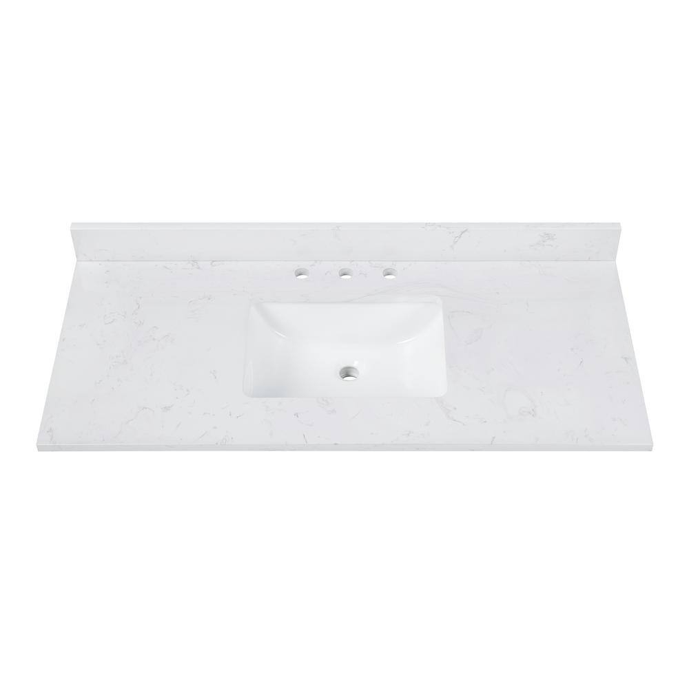 Navy Blue Solid Wood Single Sink Vanity with Stone Top