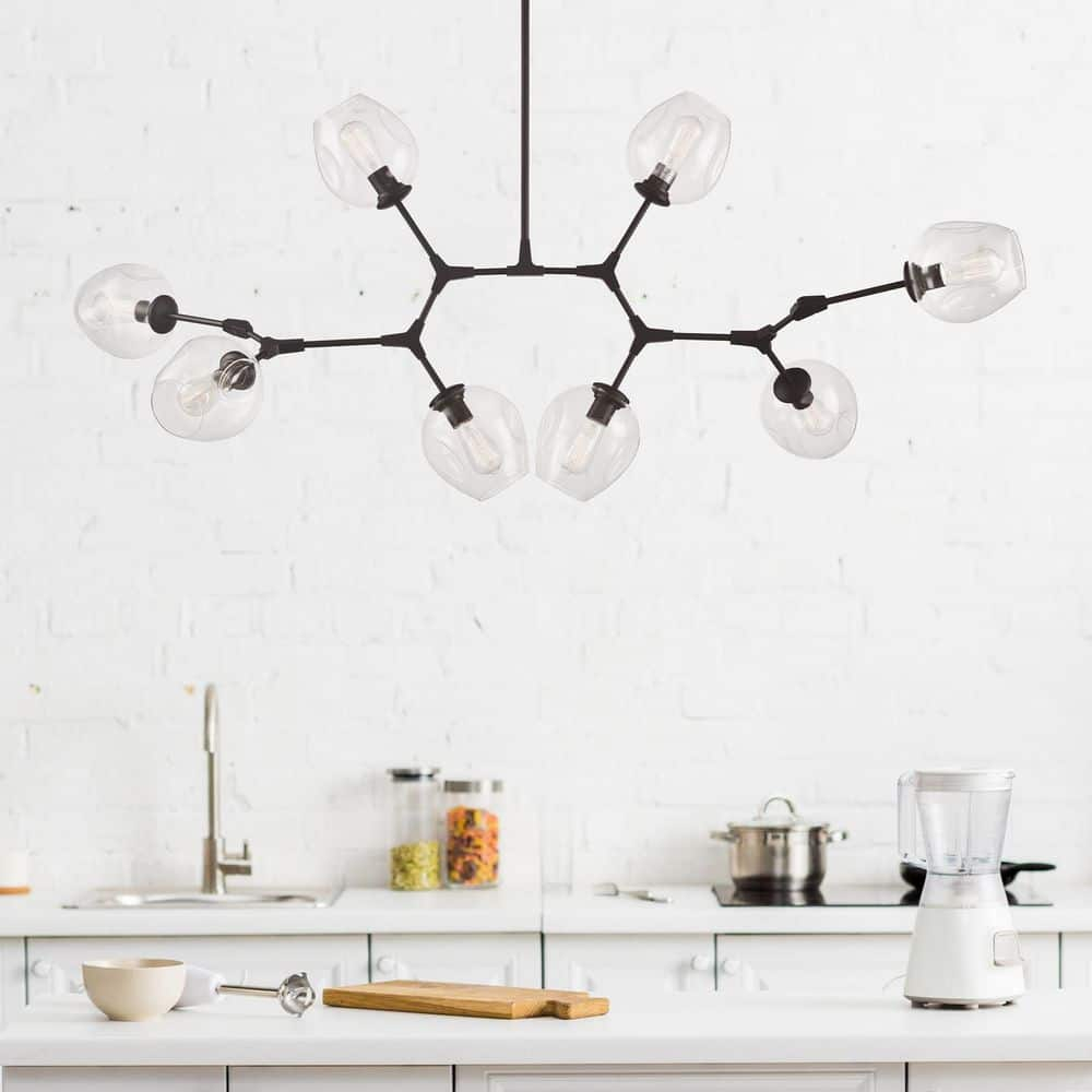 Trans Globe Lighting Pnd-2093 Quantum 8 Light 56" Wide Abstract Pendant - Black