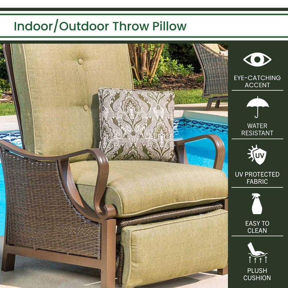 Hanover Medallion Indoor/Outdoor Throw Pillow, Decorative, Set of 1, Meadow Green - HANTPMED-MDW