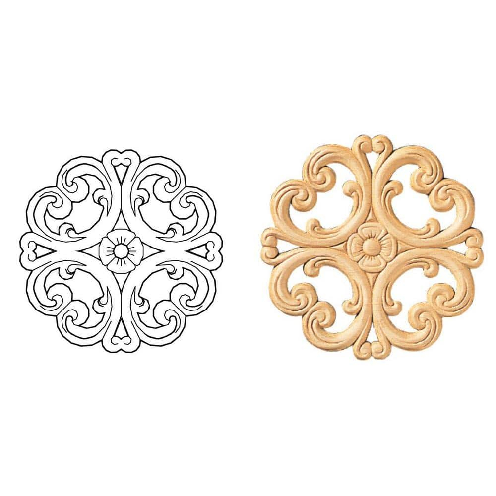 Ornamental Mouldings 5.25'' H x 5.25'' W x 0.22'' D Wood Onlay Scroll