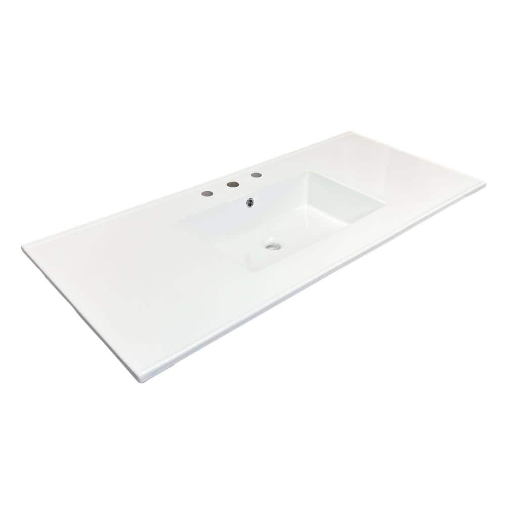49 in. Drop-in Vitreous China Bathroom Sink Top in White with 3-Faucet Holes