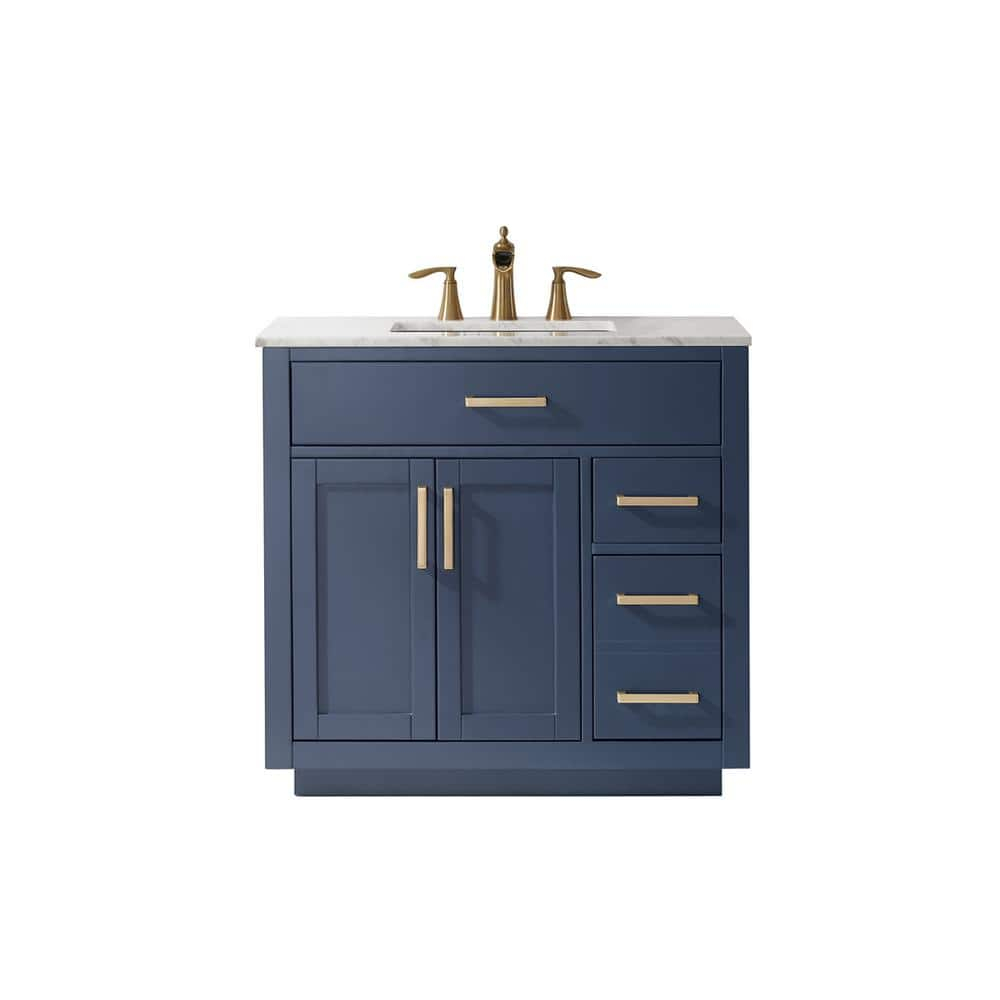 Ivy 36" Marble Countertop Single Vanity w/o Mirror Royal Blue