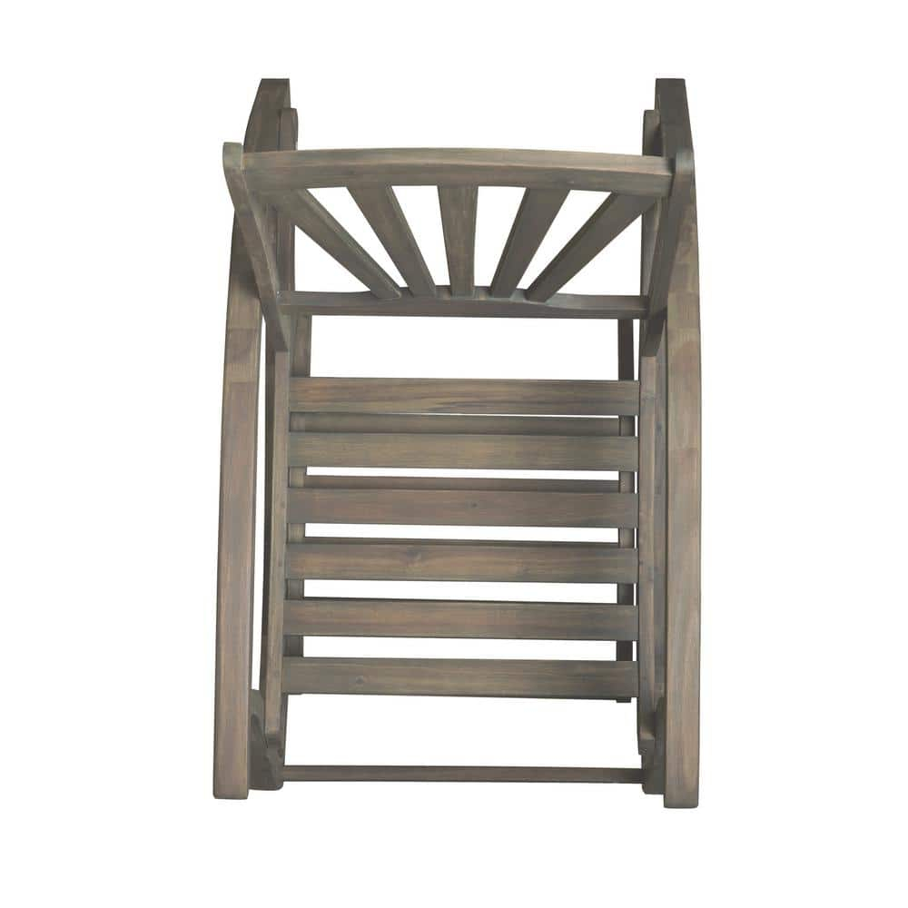 Noble House Sunview Outdoor Acacia Wood Rocking Chair with Footrest Gray