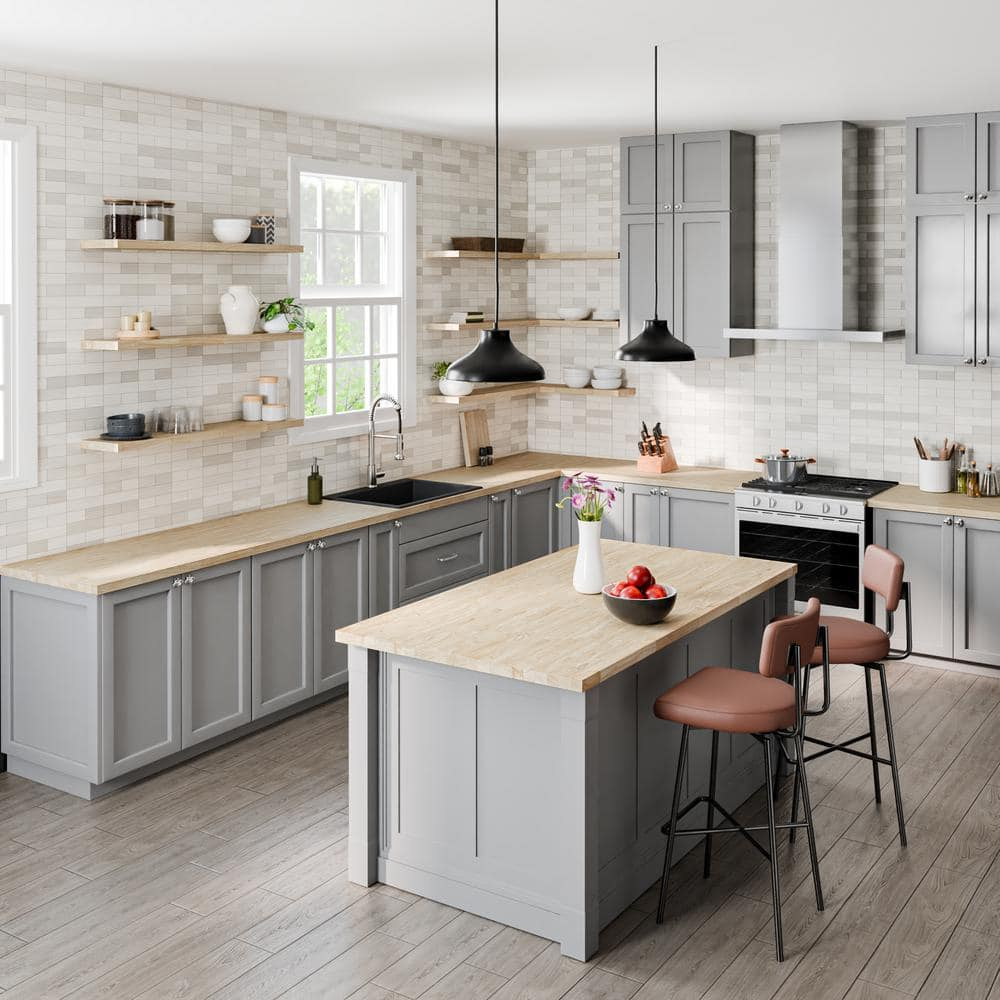 4 ft. L x 25 in. D Unfinished Hevea Solid Wood Butcher Block Countertop With Square Edge