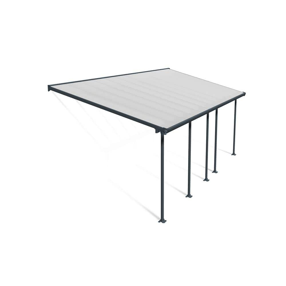 Palram - Canopia Feria 10' x 24' Polycarbonate/Galvanized Steel Patio Cover - Gray/Clear