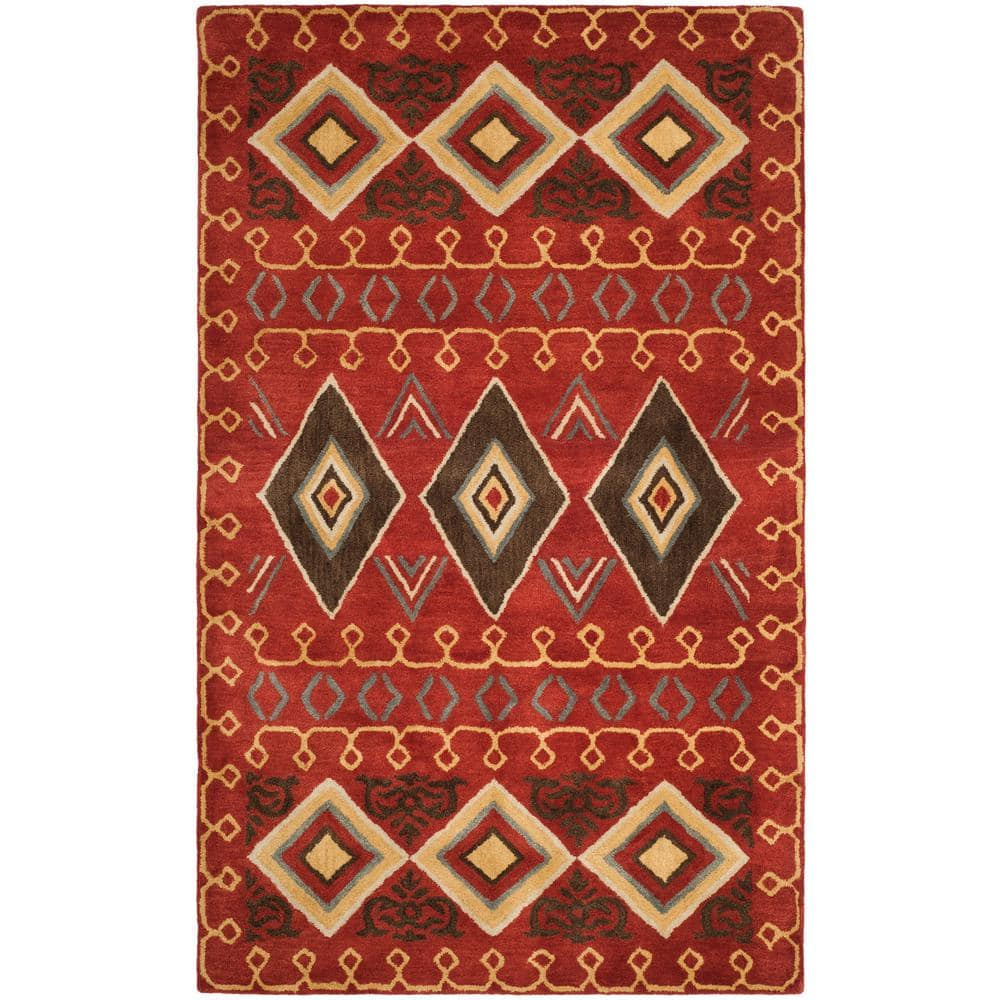 Heritage Red/Multi 6 ft. x 9 ft. Border Lodge Area Rug