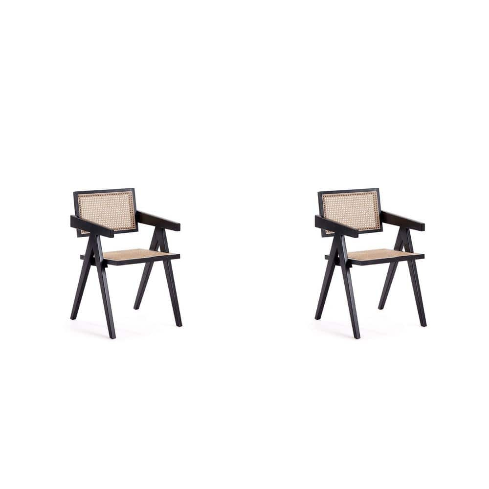 Manhattan Comfort Hamlet 18.11" Wood Dining Arm Chair in Black (Set of 2)