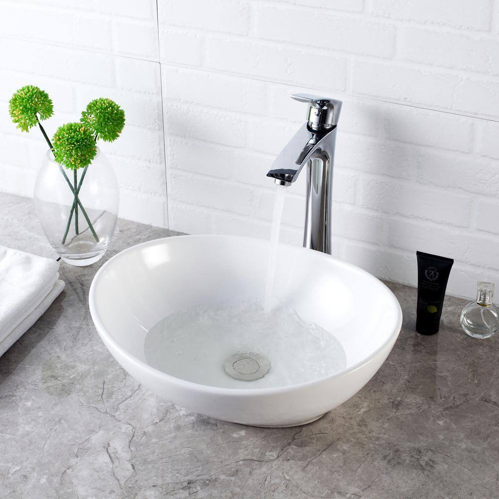 LUKX 13.25'' White Ceramic Oval Bathroom Sink