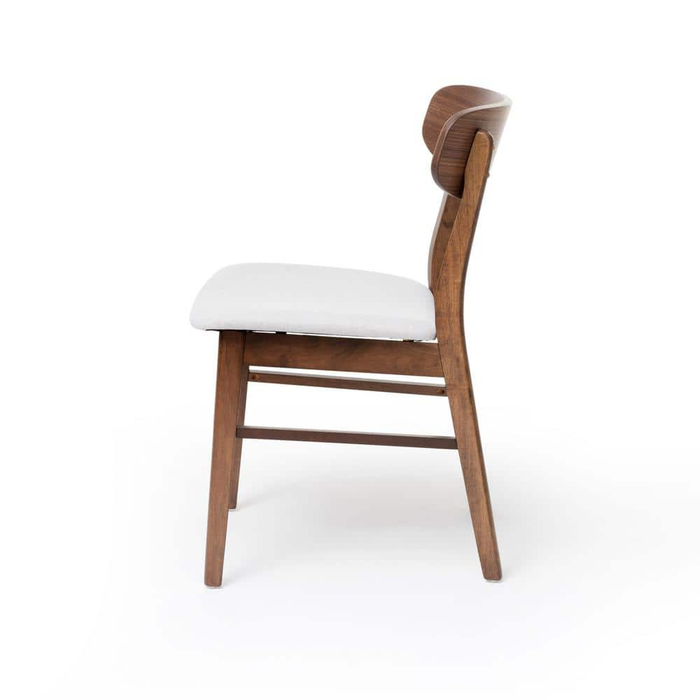 Emmeline High-Back Ladderback Light Beige Fabric Dining Chairs, Walnut Finish - Set of 2