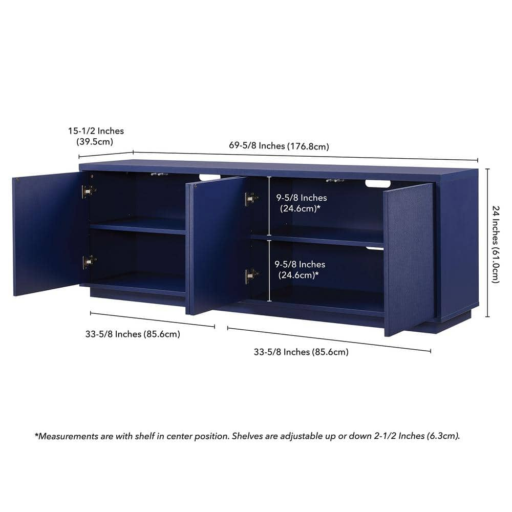 Evelyn&Zoe Hanson Rectangular TV Stand for TV's up to 75", Dark Blue