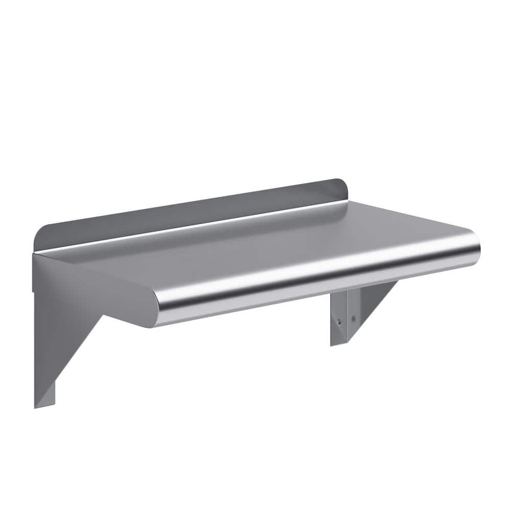 AmGood 8 in. x 16 in. Stainless Steel Wall Shelf | NSF Certified | Appliance & Equipment Metal Shelving | Kitchen, Restaurant, Garage, Laundry, Utility Room