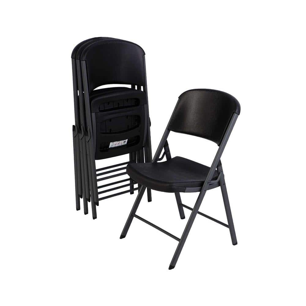 Lifetime Folding Chair, Indoor/Outdoor Commercial, Adult, Black, 4 Pack (80187)